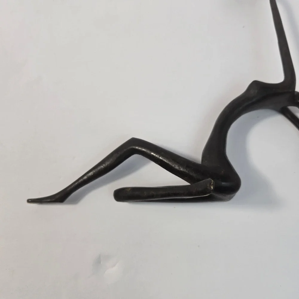 Vintage Bronze Finish Metal Reclining Female Figure Candle Holder Sculpture 10